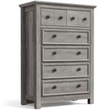 LGHM Farmhouse 6 Drawers Dresser Chest, 45" Tall Dressers for Bedroom, Dressers & Chests of Drawers - Easy Pulls Metal Handles, Thick Support Legs for Bedroom,Livingroom, Closet, Gray LGHM