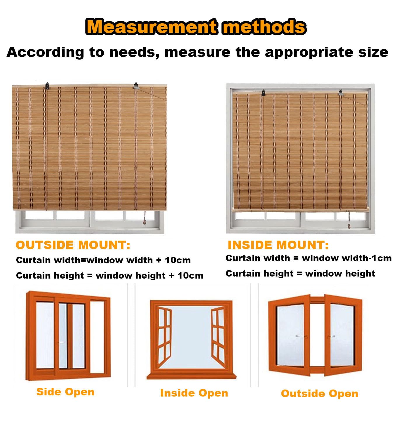 Custom Size Anti-UV Bamboo Blinds with Lifter for Indoor/Outdoor Privacy