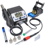 WEP 938BD-I Soldering Iron Station Hot Air Rework Station 2-IN-1 with LCD Display, PID Control, Hot Air Start/Stop, Sleep Mode, 3 Extra Nozzles, 5 Extra Soldering Tips, Solder Wire WEP
