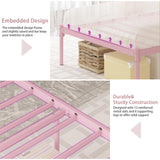 Merronix Twin Bed Frames with Headboard, Princess Bed for Girls Heavy Duty Metal Bed Platform Under Bed Storage Space No Box Spring Needed,Light Pink Merronix