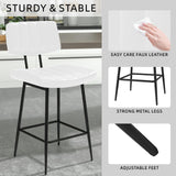HONIFUR Bar Stools Set of 4, Barstools with Sturdy Legs, Leather Counter Height Bar Stool for Kitchen, Dining, 26 Inch Farmhouse Counter Stools, White HONIFUR