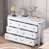 Wodeer White 6 Drawers Dresser for Bedroom,Wood Farmhouse Storage Chest of Drawers, Dresser with Metal Handles,Dressers Organizer for Bedroom, Living Room,Nursery,Hallway,White Wodeer