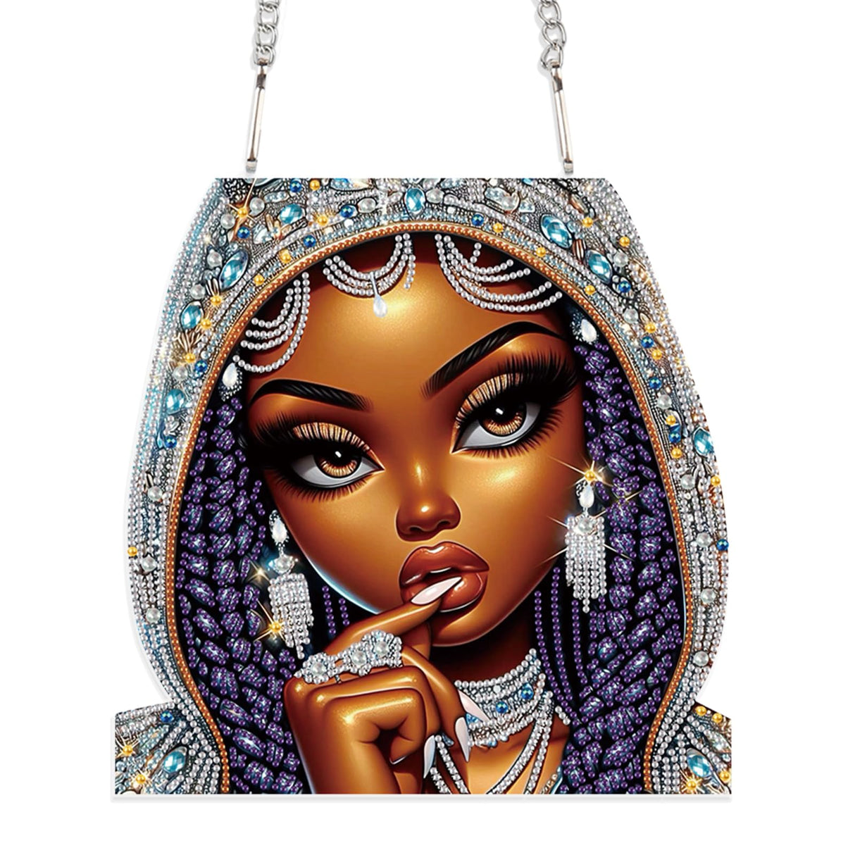 JISHSHAY Diamond Art Pendant African Woman Diamond Painting Hanging Woman Gem Art Hanging Pendant Gem Painting Sun Catchers Mosaic Kits for Adults Suncatchers Embroidery Kit Wind Chimes Windchimes JISHSHAY