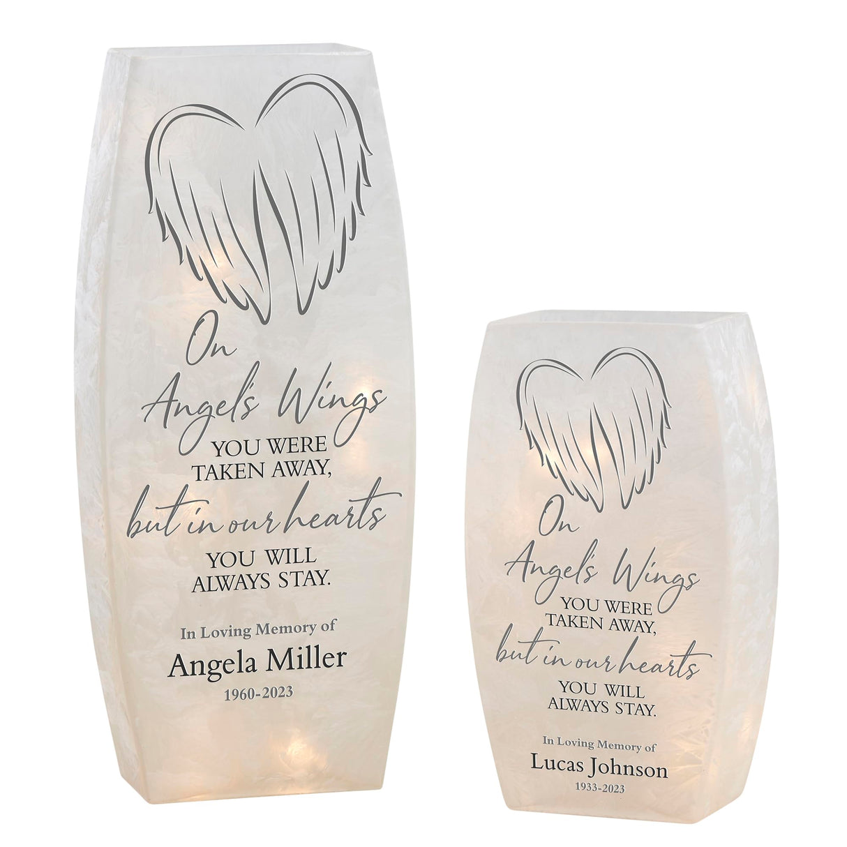 Personalization Universe Our Angel's Wings Personalized Small Frosted Tabletop Light Personalization Universe