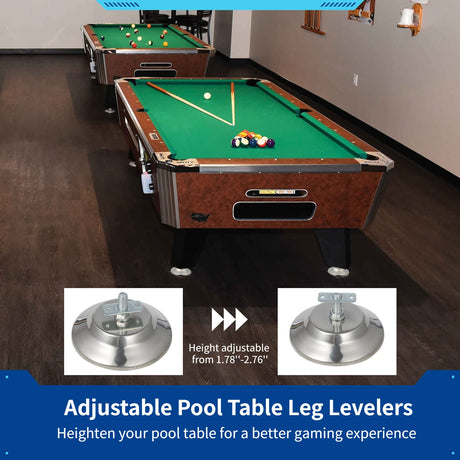 4pcs Pool Table Leg Levelers, 5-Inch Billiard Table Leg Leveling Risers, Adjustable Height, Heavy-Duty Table Leveling Feet for Pool Tables, Ping-pong Tables, Soccer Tables COSYOO
