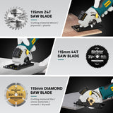 Enventor Mini Circular Saw, 4.8A Electric Circular Saws Corded with Laser Guide, 4000RPM, 3 Saw Blades 3-3/8" Max Cutting Depth 1-1/16", Compact, Power for Wood, Soft Metal, Tile, Plastic Enventor