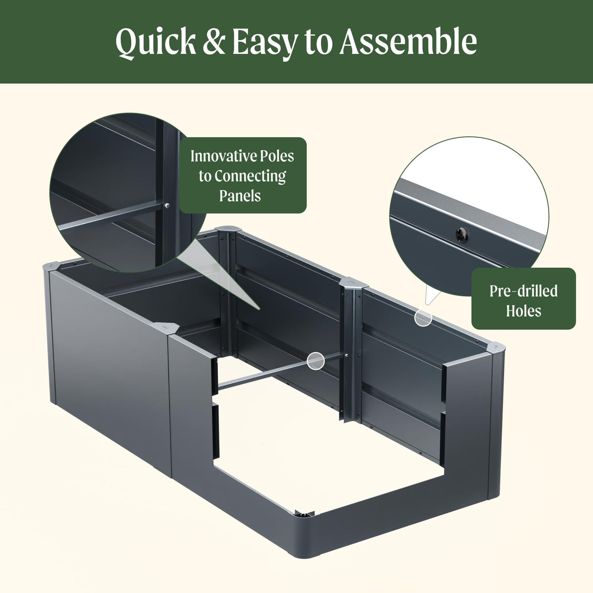 Vego garden Raised Garden Bed, 17" Tall 27" x 53" Heavy Long and Large Metal Planter Box for Trees Plants Flowers Double-Walled Modern Steel Planters for Commercial Residential, Patio, Midnight Blue Vego garden