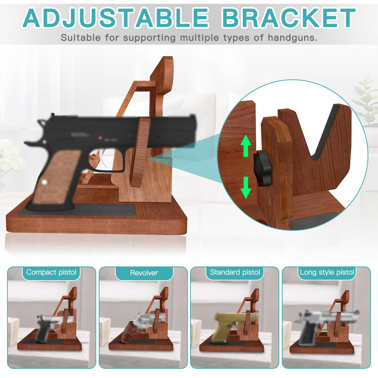Wood Gun Holder Mens Gift Phone Wallet Docking Station Military Watch Night Stand Key Holder Side Table Charging Station Portable small item storage station DUXCIYHTA