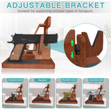 Wood Gun Holder Mens Gift Phone Wallet Docking Station Military Watch Night Stand Key Holder Side Table Charging Station Portable small item storage station DUXCIYHTA