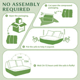 Hobestluk Small Sofa Small Couches for Living Room, Comfy Memory Foam Couch, Mini Sofa with Side Pocket for Living Room, Bedroom (Grey+Green) Hobestluk