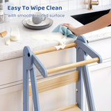WeeGuruu Foldable Kitchen Tower, Height Adjustable Standing Tower for Toddlers Learning New Skills, Wooden Kids Kitchen Stool Helper with Safety Rails- Ages 18 Months to 6 Years WeeGuruu