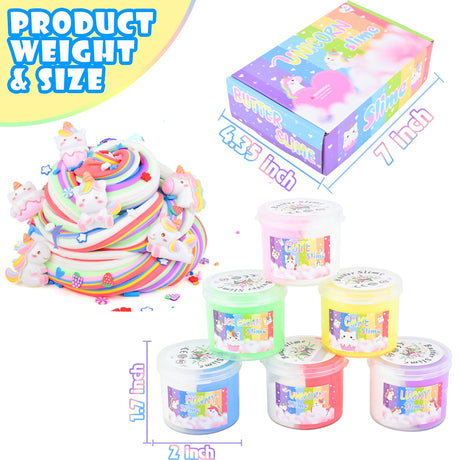 6 Pack Butter Slime Kit, with Unicorn Slime Add Ins, Soft Non-Sticky, Butter Slime Party Favor for Girls & Boys, Classroom Rewards, Stress Relief Toy, Birthday Gifts for Kids MERMAIDSLIME