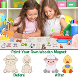 Yizeda 30 Pcs DIY Jungle Safari Wooden Magnets, Wooden Art Craft Supplies Painting Kit for Kids Ages Glow in The Dark Party Favors Goodie Bag Stuffers Birthday Gifts Toys for Boys Girls Yizeda