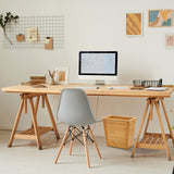 Frcctre Bamboo Waste Basket, Rectangular Compact Waste Trash Can Waste Bin Garbage Built-in Handles Brown Container Bin for Bedroom, Office, Living Room, Kitchen, Bathroom Frcctre