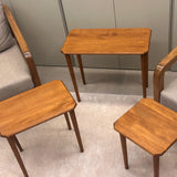 TRIHOME Solid Wood Nesting Tables Set of 3, Rectangular Mid-Century Modern Coffee Tables for Living Room, Premium Beech Wood, Natural Finish, Pebble Design with Tapered Legs, Versatile Use, Walnut TRIHOME