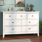 Vikiullf White Dresser - 47 in Modern Dresser for Bedroom, Wooden 7 Drawer Dresser, Storage Cabinet for Bedroom, Living Room, Hallway, Entryway Vikiullf
