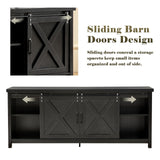GAZHOME Farmhouse TV Stand with Sliding Barn Doors, Media Entertainment Center Console Table for TVs up to 65”,Rustic TV Stand for Living Room Bedroom(Black) GAZHOME