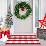 Ckorzen Red and White Plaid Rug, 28" x 43" Christmas Front Porch Outdoor Rug, Handwoven Cotton Washable Rug for Layered Door Mats, Holiday Entryway and Home Décor Ckorzen