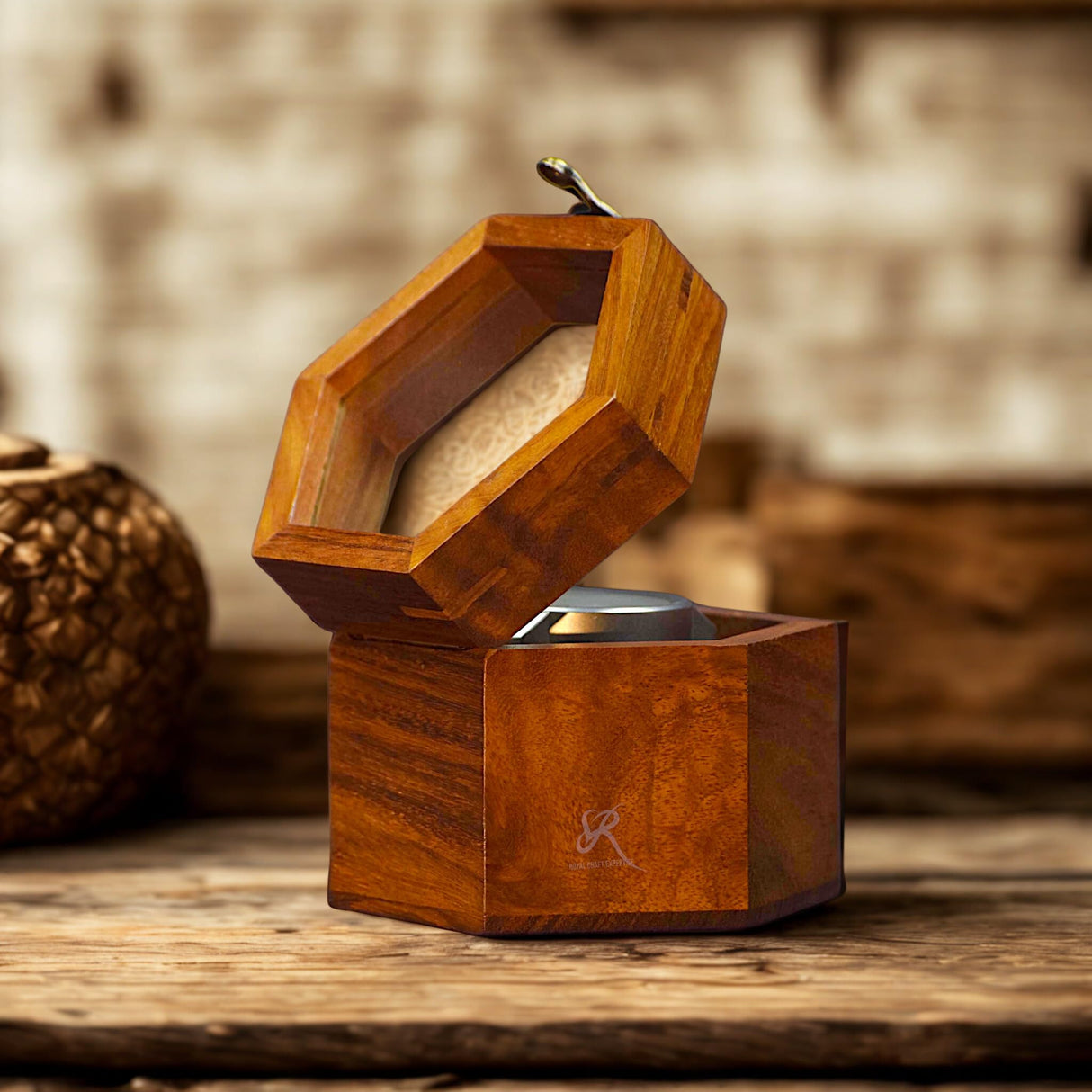 Wooden Watch Box, Single Slot Watch Display Case Mens Watch Box Organizer, Dark Rosewood Watch Cases for Men Watch Storage, Valentines Gift Watch Organizer Holder Case for travel with Glass Lid Royal Craft Expertise