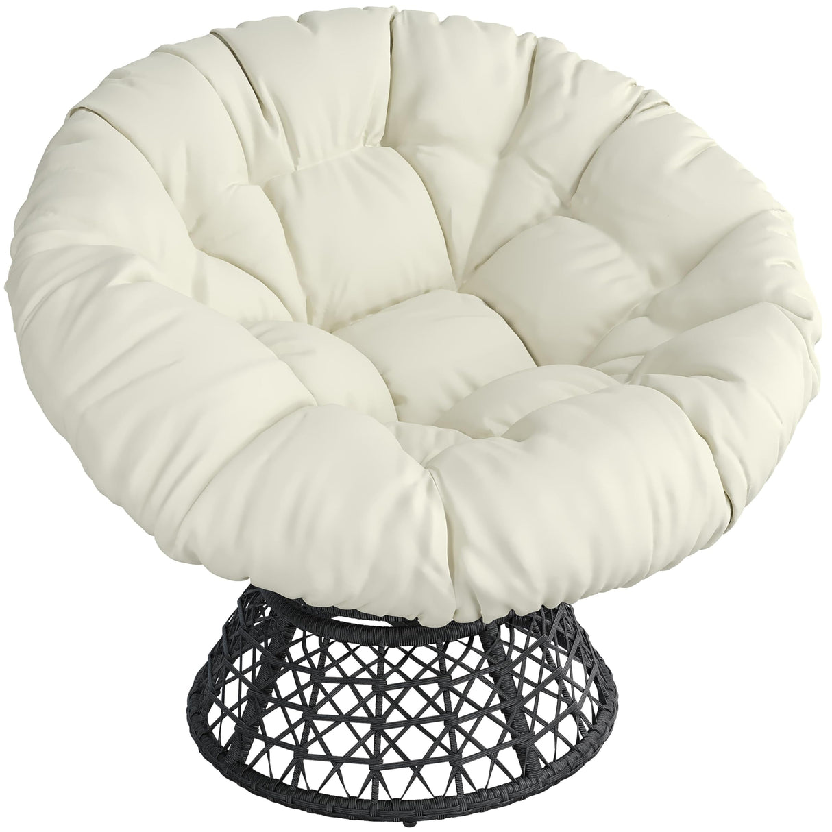Yaheetech Indoor Papasan Chairs with Thick Tufted Cushions and Frame, Swivel Wicker Ergonomic Lounge Reading Chairs for Living Room/Bedroom, Beige Yaheetech