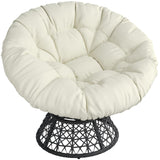Yaheetech Indoor Papasan Chairs with Thick Tufted Cushions and Frame, Swivel Wicker Ergonomic Lounge Reading Chairs for Living Room/Bedroom, Beige Yaheetech