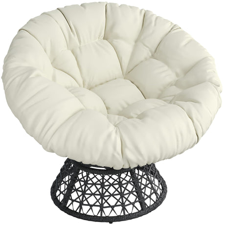 Yaheetech Indoor Papasan Chairs with Thick Tufted Cushions and Frame, Swivel Wicker Ergonomic Lounge Reading Chairs for Living Room/Bedroom, Beige Yaheetech