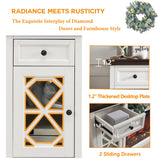 Farmhouse Fireplace TV Stand with 36" Electric Fireplace for 80 Inch TVs, 31" Tall Entertainment Center w/Drawer & Diamond Panel Door, Highboy Media Console for Living Room, 70inch, White IFGET