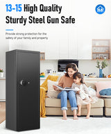 Xyvaly Upgraded Large Gun Safe for 10-14 Rifles - Biometric Fingerprint Access, Removable Shelves & Pistol Storage for Home Security. Xyvaly