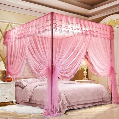 Queen Size Canopy Bed Frame,Stainless Steel Bed Canopy Frame Attachment,Frame Poles for Metal Bed or Wood Bed Mosquito Net or Curtains Décor in The Bedroom