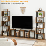 IBUYKE 6-Tier Tall Bookshelf,S-Shaped Geometric Bookcase, Wood Display Shelves with Storage,Industrial Bookshelf for Living Room Bedroom, Home Office, Rustic Brown WBC016H IBUYKE