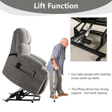 CANMOV Oversized Power Lift Recliner Chair for Elderly, Big and Tall Electric Recliner Chair with Massage and Heating, Dual Motor Heavy Duty Lift Recliner with USB Port, Cup Holders, Pockets, Grey CANMOV