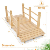 Tangkula 5 FT Wooden Garden Bridge, Arch Stained Finish Footbridge with Double Safety Rails, Outdoor Fir Construction Decorative Bridge Walkway for Backyard, Gravel Road, Creek, Farm (Stained Wood) Tangkula