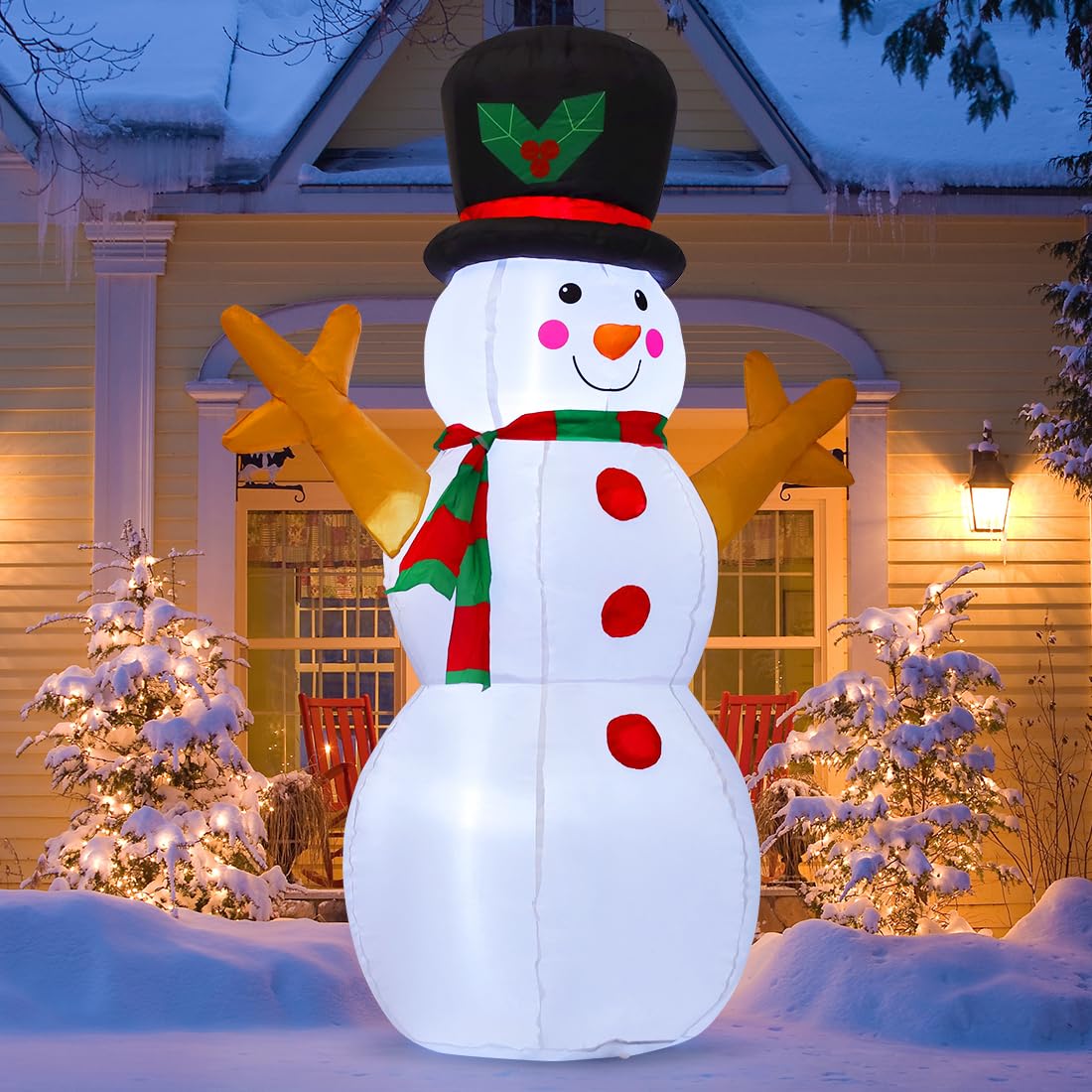 GOOSH 5 FT Christmas Snowman Inflatable Decoration Blow Up Snowman Outdoor Christmas Yard Decoration with Branch Hand Blow Up Holiday Indoor Outdoor Party Garden Yard Decoration GOOSH