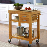 Home Aesthetics Rolling Kitchen Island Cart with Drawers Shelves, Towel Rack, Locking Casters, Butcher Block Food Prepping Cart Trolley on Wheels, Home Aesthetics