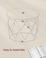 VASAGLE Round Coffee Table for Living Room, Cage Cocktail Table with Steel Frame, 31.5 Inches Dia., Industrial Style, Rustic Brown and Black ULCT040B01 VASAGLE