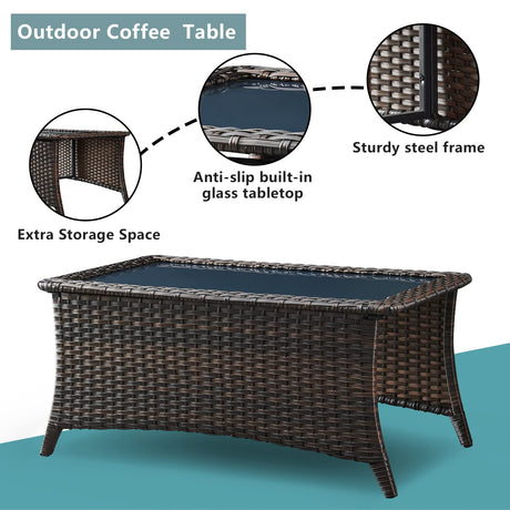 Rilyson Wicker Patio Furniture Set - 8 Piece Rattan Outdoor Sectional Conversation Sets with 4 Swivel Rocking Chairs,2 Ottomans,1 Sofa and 1 Coffee Table for Porch Deck Garden(Brown/Grey) Rilyson