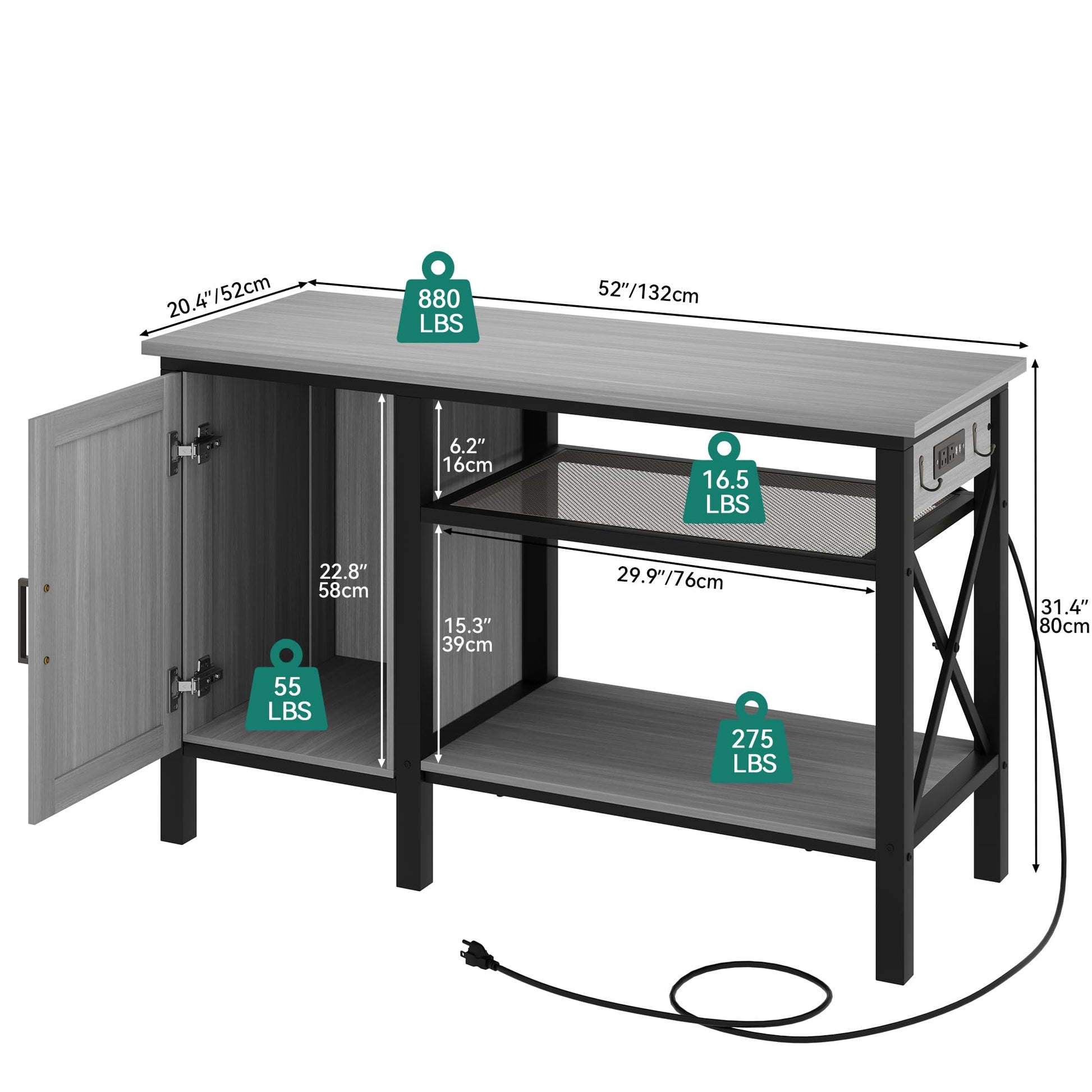 YITAHOME Heavy Duty Metal Aquarium Stand with Power Outlets, 55-75 Gallon Fish Tank Stand with Cabinet Accessories Storage Suitable for Fish Tank, Turtle Tank, 880LBS Capacity, White - WoodArtSupply