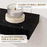 Fun Memories Floating Shelves for Wall, 24Inch Floating Shelves Set of 2, Hanging Shelf with Invisible Brackets, Wood Shelves for Living Room, Bedroom, Kitchen, Black Fun Memories