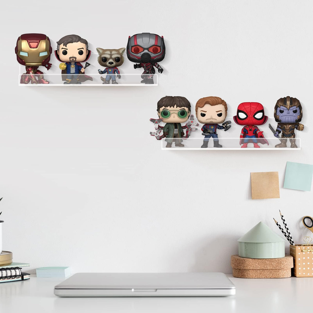 Laurensory Vinyl Record Shelf Wall Mount, 12 inch Clear Acrylic Album Record Holder Display, Floating Shelves for Wall, Magazine Shelf, Kids Bookshelf, Suitable for Bedroom, Living Room, etc.—6 Pack Laurensory