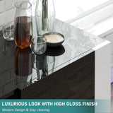 VanAcc 70" High Gloss TV Stand with Storage for Living Room, LED Entertainment Center for Bedroom, Wood U-Shaped Legs TV Cabinet for 80 Inch TV,Black VanAcc