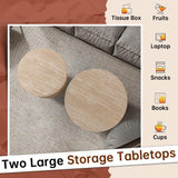 Round Nesting Coffee Table Set of 2 Modern Small Round Coffee Table Travertine Side Table Small Round End Table Circular Coffee Table Circle Nested Coffee Table for Living Room (Travertine) YYZIWYUN