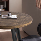 Comfy to go Round Dining Table, 31.5" Small Kitchen Table for 2-4 Person, Mid Century Modern Dining Table with 1.4" Thickness Wood Grain Tabletop for Dining, Living Room, Small Space (Rusty Brown) Comfy to go