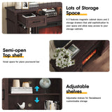 Maupvit Fireplace TV Stand for up to 65 inch TV, Entertainment Center with 23" Fireplace, Farmhouse TV Stands with Electric Fireplace, 2 Storage Cabinets, 2 Drawers for Living Room,Brown Maupvit