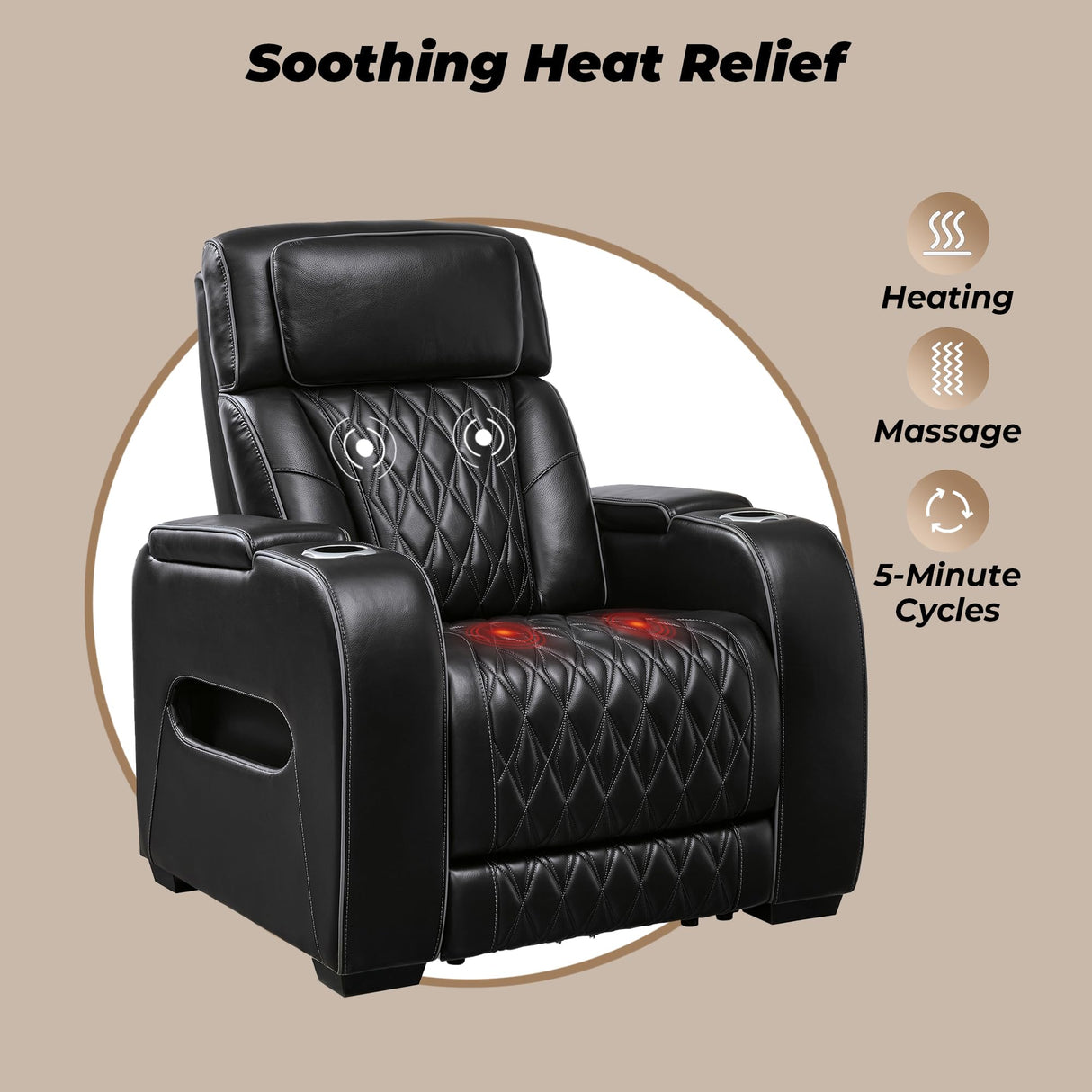 Signature Design by Ashley Boyington Contemporary Leather Match Power Recliner with Adjustable Headrest, Cup Holders, USB Port and Air Massage System, Black Signature Design by Ashley