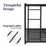 Allewie Metal Bunk Bed Twin Over Full Size for Junior & Adults with Ladder and Heavy Duty Guardrail, Small Space Saving Design for Bedroom Kid Room and Dorm, Black Allewie