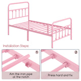 Yaheetech Classic Metal Platform Bed Frame Mattress Foundation with Victorian Style Iron-Art Headboard/Footboard/Under Bed Storage/No Box Spring Needed/Twin Size Pink Yaheetech