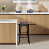 Elevon 30 Inches Metal Bar Stools, High Backless Stools, Indoor Outdoor Stackable Kitchen Stools, Set of 4, Gun Elevon