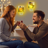 Tujoe 6 Pcs Valentine's Day Night Light Plug in Night Light Sublimation Plug into Wall with Light Sensor Flat Acrylic White LED Nightlight Craft for Wedding Bedroom Hallway Stairs Decor(Square) Tujoe