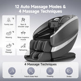 Real Relax Dual Core S Track Massage Chair,Full Body Recliner with Zero Gravity,Rocking Function,Back and Calf Heating,12 Auto Modes,Bluetooth,Foot Roller,Home or Office Use,Gray and Black Real Relax