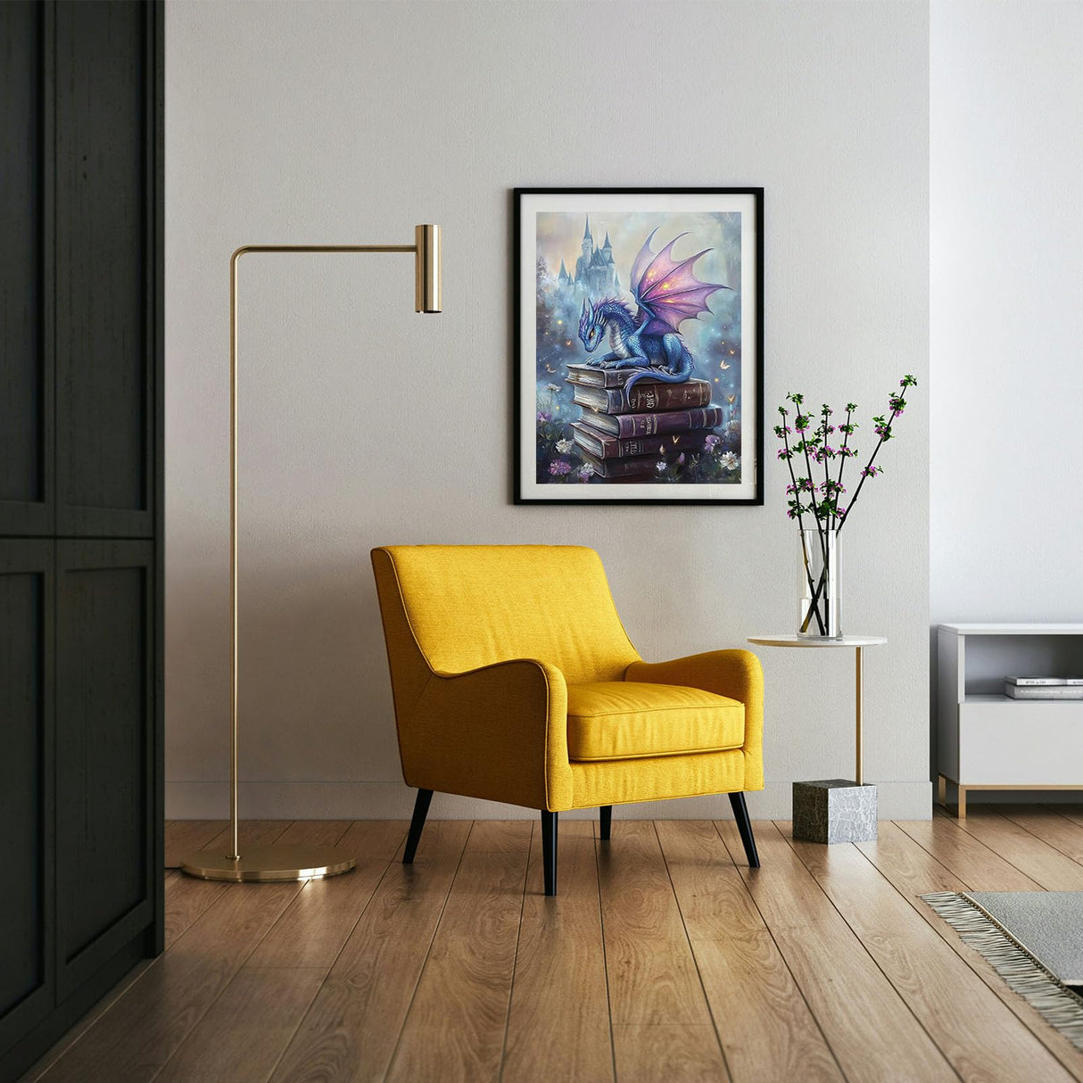 Gemozaic Paint by Numbers Kit for Adults, Dragon Adults' Paint-by-Number Kits on Canvas with Acrylic Paints and Brushes, 16 x 20 Inch Gemozaic